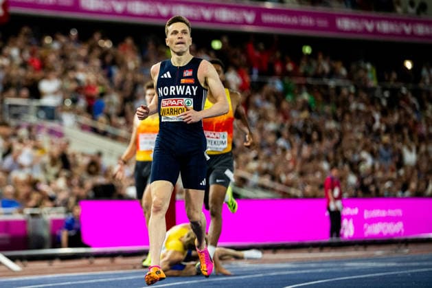 260814 Karsten Warholm of Norway celebrates after men s 400 meter hurdles final during day 5 of the 2026 European Athletics Championships on August 14, 2026 in Birmingham. Photo: Maxim Thore BILDBYRAN kod MT MT1070 friidrott athletics friidrett friidrotts-em em friidretts-em 2026 european athletics championships day 5 bbeng *** August 14, 2026: Karsten Warholm of Norway celebrates after the men’s 400-meter hurdles final on Day 5 of the 2026 European Athletics Championships on August 14, 2026 in Birmingham. Photo by Maxim Thore. BILDBYRAN code MT MT1070 track and field athletics friidrett friidrotts em em friidretts em 2026 European Athletics Championships Day 5 bbeng  Copyright: MAXIMxTHORE BB260814MT087