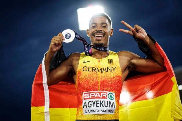 BIRMINGHAM, GREAT BRITAIN - AUGUST 14, 2026: Emil AGYEKUM (GER Germany) wins Silver in the 400m hurdles during the European Athletics Championships at Alexander Stadium on August 14, 2026 in Birmingham, Great Britain. Great Britain Copyright: xAxelxKohringx