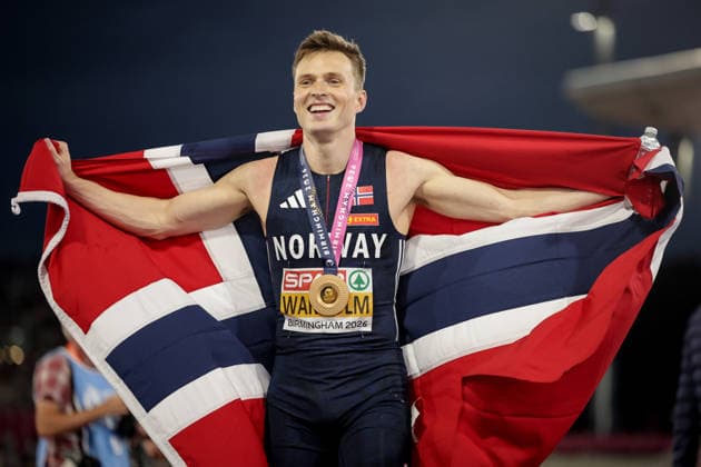 2026 European Athletics Championships, Alexander Stadium, Birmingham, England 14 8 2026 Men™s 400m Hurdles Norway™s Karsten Warholm celebrates winning Karsten Warholm celebrates winning 14 8 2026  Copyright: xx 0U6A4814_1