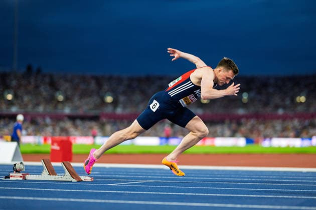 BIRMINGHAM, UNITED KINGDOM - AUGUST 14: Karsten Warholm of Norway competes in the Men s 400m Hurdles during the European Athletics Championships at Alexander Stadium on August 14, 2026 in Birmingham, United Kingdom. England United Kingdom Copyright: xBEAUTIFULxSPORTS TobiasxLacknerx