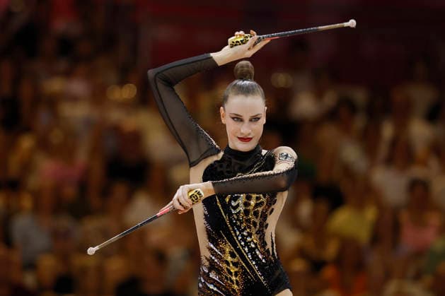 Darja Varfolomeev beim Mehrkampffinale Einzel der Rhythmischen Sportgymnastik-Weltmeisterschaft 2026 in Frankfurt am Main, Deutschland, am 14. August 2026. *** Darja Varfolomeev at the individual all-around final of the 2026 Rhythmic Gymnastics World Championships in Frankfurt am Main, Germany, on August 14, 2026 Copyright: HMBxMedia xHeikoxBecker