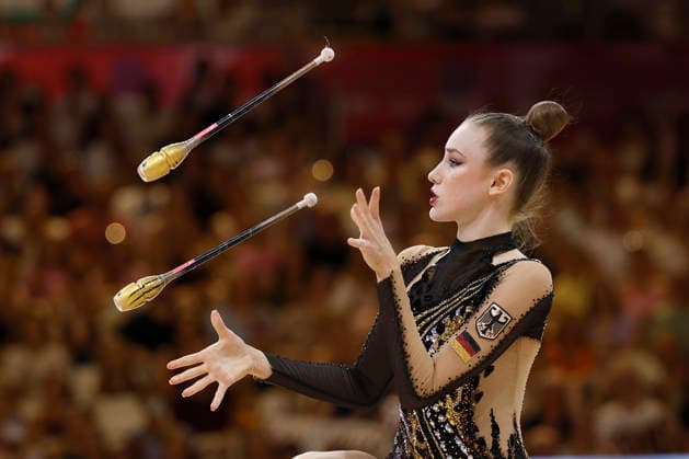 Darja Varfolomeev beim Mehrkampffinale Einzel der Rhythmischen Sportgymnastik-Weltmeisterschaft 2026 in Frankfurt am Main, Deutschland, am 14. August 2026. *** Darja Varfolomeev at the individual all-around final of the 2026 Rhythmic Gymnastics World Championships in Frankfurt am Main, Germany, on August 14, 2026 Copyright: HMBxMedia xHeikoxBecker