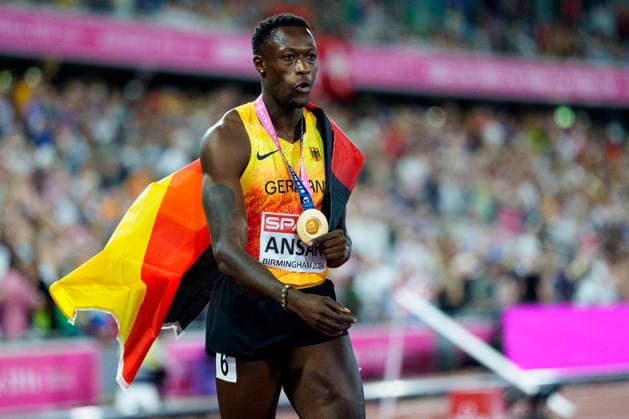 BIRMINGHAM, GREAT BRITAIN - AUGUST 14, 2026 : European champion over 200m: Owen ANSAH (GER Germany) during the European Athletics Championships at Alexander Stadium on August 14, 2026 in Birmingham, Great Britain. Great Britain Copyright: xLeahxKohringx