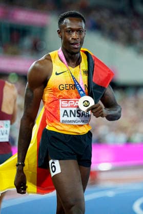 BIRMINGHAM, GREAT BRITAIN - AUGUST 14, 2026 : European champion over 200m: Owen ANSAH (GER Germany) during the European Athletics Championships at Alexander Stadium on August 14, 2026 in Birmingham, Great Britain. Great Britain Copyright: xLeahxKohringx