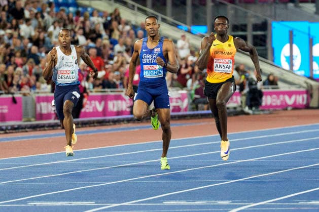 BIRMINGHAM, GREAT BRITAIN - AUGUST 14, 2026 : European champion over 200m: Owen ANSAH (GER Germany) during the European Athletics Championships at Alexander Stadium on August 14, 2026 in Birmingham, Great Britain. Great Britain Copyright: xLeahxKohringx