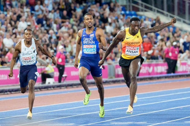 BIRMINGHAM, GREAT BRITAIN - AUGUST 14, 2026 : European champion over 200m: Owen ANSAH (GER Germany) during the European Athletics Championships at Alexander Stadium on August 14, 2026 in Birmingham, Great Britain. Great Britain Copyright: xLeahxKohringx