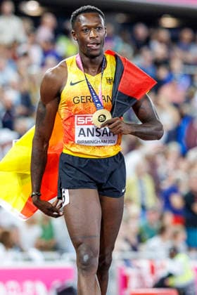 BIRMINGHAM, GREAT BRITAIN - AUGUST 14, 2026: Owen ANSAH (GER Germany) wins Gold in the 200m final during the European Athletics Championships at Alexander Stadium on August 14, 2026 in Birmingham, Great Britain. Great Britain Copyright: xAxelxKohringx