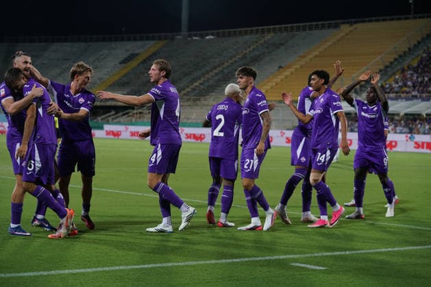Celebrities Fiorentina s ....Radu Dragusin make a score goal of 3-0......during the round of 32 of the 2026 27 Frecciarossa Italian Cup between Fiorentina vs Benevento at Artemio Franchi Stadium in Florence Italy, Friday, August 14 2026, - Soccer.  Copyright: xAlessandroxLaxRocca-LaPressex