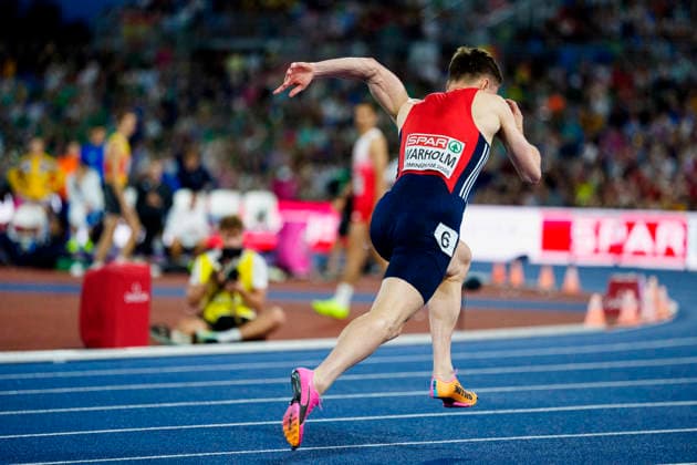 BIRMINGHAM, GREAT BRITAIN - AUGUST 14, 2026 : Karsten WARHOLM (NOR Norway) competing in the 400m hurdles final during the European Athletics Championships at Alexander Stadium on August 14, 2026 in Birmingham, Great Britain. Great Britain Copyright: xLeahxKohringx