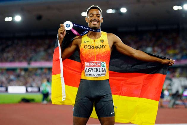 BIRMINGHAM, GREAT BRITAIN - AUGUST 14, 2026 : Second place for Emil AGYEKUM (GER Germany) over 400m hurdles during the European Athletics Championships at Alexander Stadium on August 14, 2026 in Birmingham, Great Britain. Great Britain Copyright: xLeahxKohringx