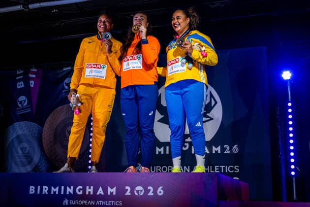 260814 Shanice Craft of Germany, Jorinde van Klinken of Netherlands and Vanessa Kamga of Sweden at the medal ceremony after women™s discus throw final during day 5 of the 2026 European Athletics Championships on August 14, 2026 in Birmingham. Photo: Mathias Bergeld BILDBYRAN kod MB MT1070 friidrott athletics friidrett friidrotts-em em friidretts-em 2026 european athletics championships day 5 bbeng *** August 14, 2026: Shanice Craft of Germany, Jorinde van Klinken of the Netherlands, and Vanessa Kamga of Sweden at the medal ceremony following the women’s discus throw final on Day 5 of the 2026 European Athletics Championships on August 14, 2026 in Birmingham. Photo by Mathias Bergeld. BILDBYRAN code MB MT1070. track and field, athletics, friidrett, friidrotts EM, 2026 European Athletics Championships, Day 5, bbeng  Copyright: MATHIASxBERGELD BB260814MB176