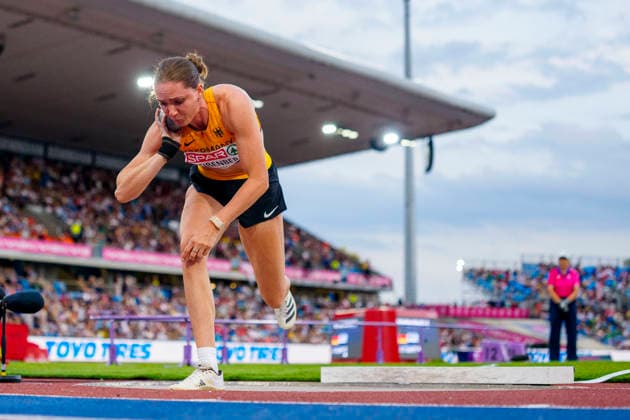 BIRMINGHAM, GREAT BRITAIN - AUGUST 14, 2026 : Sophie WEIßENBERG (GER Germany) competing in the shot put in the heptathlon during the European Athletics Championships at Alexander Stadium on August 14, 2026 in Birmingham, Great Britain. Great Britain Copyright: xLeahxKohringx