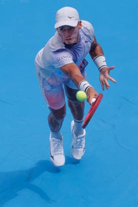 August 14, 2026, Mason, Ohio, U.S: Sebastian Baez (ARG) reaches to return a shot during FridayÃ¢â‚¬â ¢s first round of the Cincinnati Open at the Lindner Family Tennis Center , Mason, Oh. Mason U.S - ZUMAs304 20260814_zaf_s304_046 Copyright: xScottxStuartx