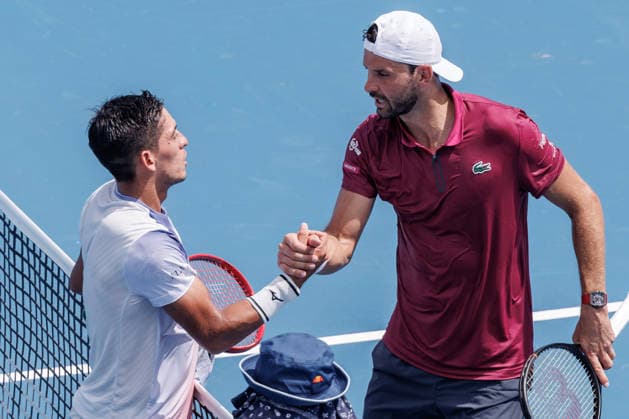 August 14, 2026, Mason, Ohio, U.S: Grigor Dimitrov (BUL) congratulates Sebastian Baez (ARG) on his win at FridayÃ¢â‚¬â ¢s first round of the Cincinnati Open at the Lindner Family Tennis Center , Mason, Oh. Mason U.S - ZUMAs304 20260814_zaf_s304_062 Copyright: xScottxStuartx