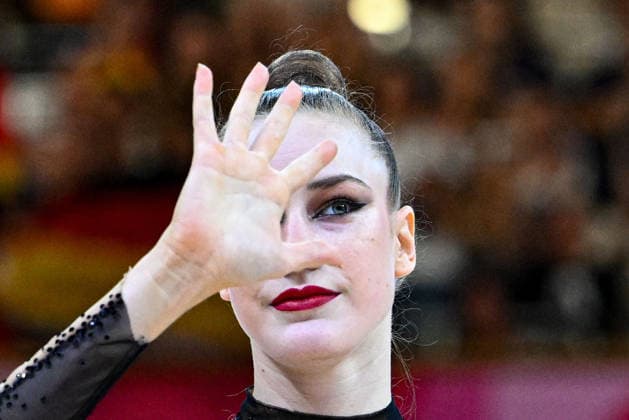 14.08.2026, xhbx, Rhythmische Sportgymnastik Weltmeisterschaft 2026, v.l. Darja Varfolomeev (Deutschland) Frankfurt am Main *** August 14, 2026, xhbx, 2026 Rhythmic Gymnastics World Championships, from left: Darja Varfolomeev, Germany, Frankfurt am Main