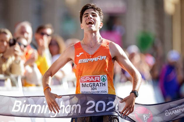 2026 European Athletics Championships, Alexander Stadium, Birmingham, England 16 8 2026 Half Marathon Race Walk Final Spain™s Paul McGrath celebrates winning Paul McGrath celebrates winning 16 8 2026  Copyright: xx 0S9A5682