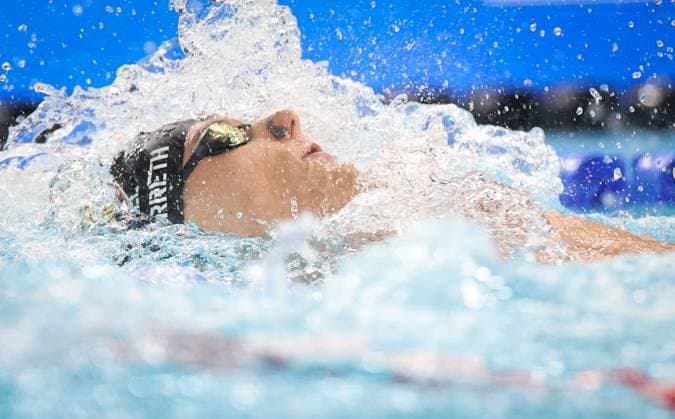 Belgian Noah Verreth pictured in action during the heats of the Men s 100m Backstroke on the sixth day of the European Aquatics Championships in Paris, France on Saturday 15 August 2026. VIRGINIExLEFOUR  x183413038x