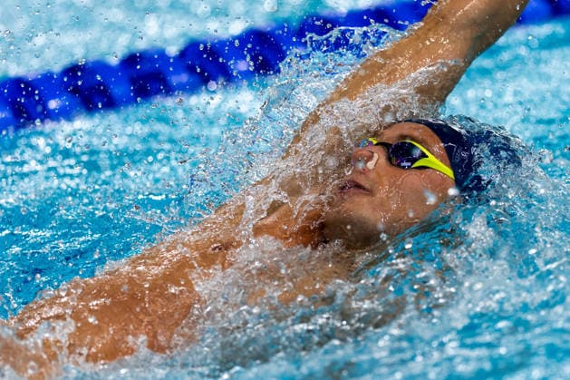 SWIMMING - EAC 2026 PARIS,FRANCE,15.AUG.26 - SWIMMING - European Aquatics Championships Paris 2026, 100m backstroke, men. Image shows Leon Opatril (AUT).  GEPAxpictures xPhilippxBrem