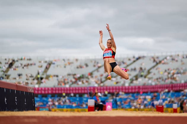 BIRMINGHAM, UNITED KINGDOM - AUGUST 15: Annik Kälin of Switzerland competes in the Women s Heptathlon Long Jump during the European Athletics Championships at Alexander Stadium on August 15, 2026 in Birmingham, United Kingdom. England United Kingdom Copyright: xBEAUTIFULxSPORTS TobiasxLacknerx