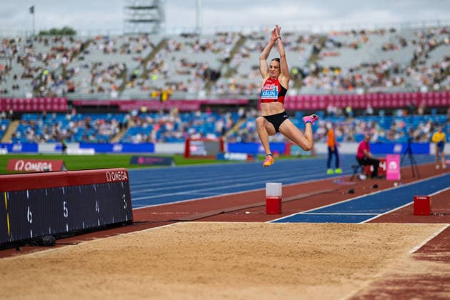 BIRMINGHAM, UNITED KINGDOM - AUGUST 15: Annik Kälin of Switzerland competes in the Women s Heptathlon Long Jump during the European Athletics Championships at Alexander Stadium on August 15, 2026 in Birmingham, United Kingdom. England United Kingdom Copyright: xBEAUTIFULxSPORTS TobiasxLacknerx