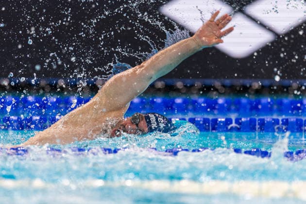 SWIMMING - EAC 2026 PARIS,FRANCE,15.AUG.26 - SWIMMING - European Aquatics Championships Paris 2026, 100m freestyle, men. Image shows Andreas Onea (AUT).  GEPAxpictures xPhilippxBrem