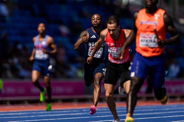 260815 Salum Ageze Kashafali of Norway competes in men s 4x100 meter relay during day 6 of the 2026 European Athletics Championships on August 15, 2026 in Birmingham. Photo: Mathias Bergeld BILDBYRAN kod MB MT1071 friidrott athletics friidrett friidrotts-em em friidretts-em 2026 european athletics championships day 6 bbeng stafett relay norge *** August 15, 2026: Salum Ageze Kashafali of Norway competes in the men’s 4x100-meter relay during Day 6 of the 2026 European Athletics Championships on August 15, 2026 in Birmingham. Photo by Mathias Bergeld, BILDBYRAN, code MB MT1071. track and field, athletics, friidrett, friidrotts EM, 2026 European Athletics Championships, Day 6, BBENG, relay, Norway  Copyright: MATHIASxBERGELD BB260815MB073