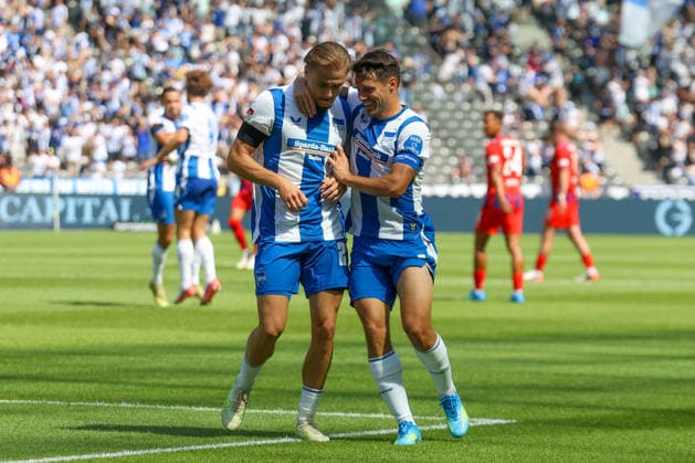 15.082026, xtgx, Fussball - 2.Bundesliga Hertha BSC Berlin - 1.FC Heidenheim emspor, v.l. Jubel nach dem 2:0 durch Marten Winkler (Hertha, 22) (DFL DFB REGULATIONS PROHIBIT ANY USE OF PHOTOGRAPHS as IMAGE SEQUENCES and or QUASI-VIDEO) Berlin *** 15 082026, xtgx, Soccer 2. Bundesliga Hertha BSC Berlin 1 FC Heidenheim emspor, from left: Celebrations after Marten Winkler s 2-0 goal for Hertha, 22 DFL and DFB regulations prohibit any use of photographs as image sequences and or quasi-video. Berlin