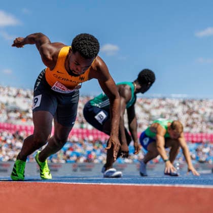 BIRMINGHAM, GREAT BRITAIN - AUGUST 15, 2026: 4x100m men, qualification, Lucas ANSAH-PEPRAH (GER Germany) competing during the European Athletics Championships at Alexander Stadium on August 15, 2026 in Birmingham, Great Britain. Great Britain Copyright: xAxelxKohringx