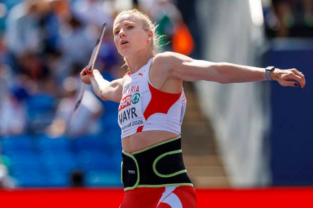 BIRMINGHAM, GREAT BRITAIN - AUGUST 15, 2026: Verena MAYR (AUT Austria) competing in the javelin throw of the heptathlon during the European Athletics Championships at Alexander Stadium on August 15, 2026 in Birmingham, Great Britain. Great Britain Copyright: xAxelxKohringx