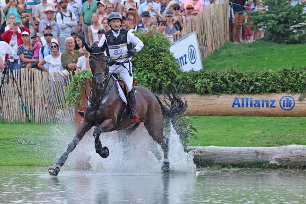 Michael Jung (GER, Deutschland, Germany) mit Pferd fischerChipmunk FRH, Chipmunk FRH, Allianz Versicherung, Wasserhindernis , Vielseitigkeit Dressur, FEI Eventing World Championship, WM, Weltmeisterschaft , DHL-Preis, Einzel Mannschaft, Geländeprüfung, Teilprüfung Gelände, Cross Country , AACHEN - FEI World Championships 2026, Weltfest des Pferdesports, Reitsport Weltmeisterschaft 2026, Aachen 2026, Welcome Home 2026, Aachener Soers, 11. bis 23. August 2026, Reitsport, 15.08.2026, Aachen Aachener Soers Deutschland *** Michael Jung GER, Germany, with his horse fischerChipmunk FRH, Chipmunk FRH, Allianz Insurance, water jump, eventing dressage, FEI Eventing World Championship, DHL Prize, individual and team competitions, cross-country test, cross-country stage, cross-country, AACHEN FEI World Championships 2026, World Festival of Equestrian Sports, 2026 Equestrian World Championships, Aachen 2026, Welcome Home 2026, Aachen Soers, August 11–23, 2026, Equestrian Sports, August 15, 2026, Aachen Soers, Germany