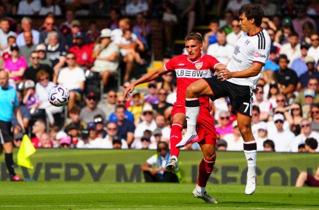 Ermedin Demirovic of Stuttgart and Gonzalo Garcia of Fulham Fulham v Stuttgart, Pre Season Friendly, Football, Craven Cottage, London, UK - 15 Aug 2026London Craven Cottage United Kingdom EDITORIAL USE ONLY No use with unauthorised audio, video, data, fixture lists, club league logos or live services. Online in-match use limited to 120 images, no video emulation. No use in betting, games or single club league player publications.  Copyright: xJavierxGarcia Shutterstockx 17070137ad