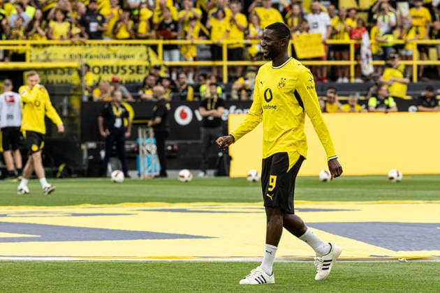 Regionalliga West: Borussia Dortmund II - 1.FC Köln II, 07.08.2026 Serhou Guirassy (Borussia Dortmund, 9) bei der offiziellen Vorstellung der Kader für die Saison 2026 27. Regionalliga West: Borussia Dortmund II - 1.FC Köln II, Rote Erde, Dortmund; 07.08.2026 DFB regulations prohibit any use of photographs as image sequences and or quasi video. *** Regionalliga West: Borussia Dortmund II vs. 1. FC Köln II, August 7, 2026—Serhou Guirassy of Borussia Dortmund, No. 9, at the official presentation of the rosters for the 2026–27 season. Regionalliga West: Borussia Dortmund II vs. 1. FC Köln II, Rote Erde, Dortmund, August 7, 2026. DFB regulations prohibit any use of photographs as image sequences and or quasi-video. Copyright: xBEAUTIFULxSPORTS Buriakovx