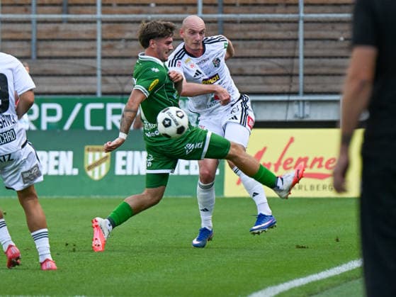 SOCCER - BL, A.Lustenau vs WAC LUSTENAU,AUSTRIA,15.AUG.26 - SOCCER - ADMIRAL Bundesliga, SC Austria Lustenau vs Wolfsberger AC. Image shows Dominik Weixelbraun (A.Lustenau) and Nicolas Wimmer (WAC).  GEPAxpictures xOliverxLerch