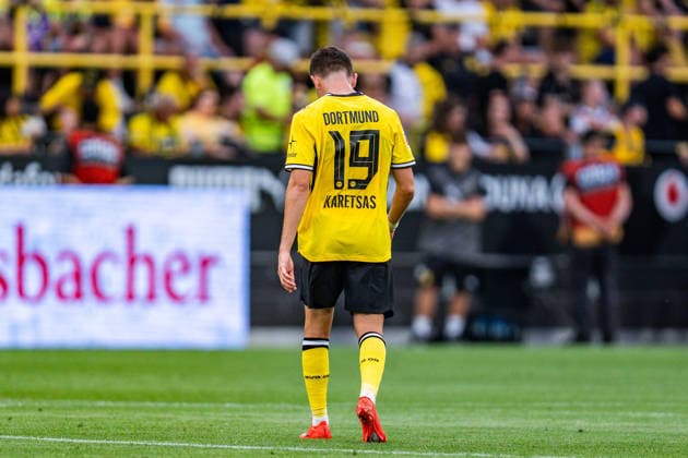 Testspiel, Bundesliga Serie A, Borussia Dortmund vs. AS Rom, 15.08.2026 im Signal Iduna Park Konstantinos Karetsas *** Friendly Match, Bundesliga Serie A, Borussia Dortmund vs. AS Roma, August 15, 2026, at Signal Iduna Park, Konstantinos Karetsas Copyright: xBahhoxKarax