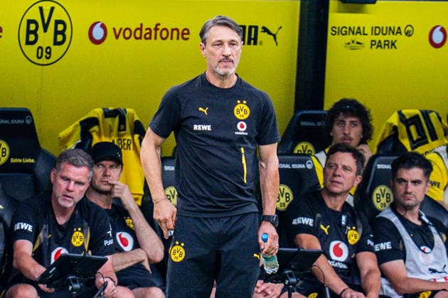 Testspiel, Bundesliga Serie A, Borussia Dortmund vs. AS Rom, 15.08.2026 im Signal Iduna Park Niko Kovac Ole Book *** Exhibition Match, Bundesliga Serie A, Borussia Dortmund vs. AS Roma, August 15, 2026, at Signal Iduna Park; Niko Kovac, Ole Book Copyright: xBahhoxKarax