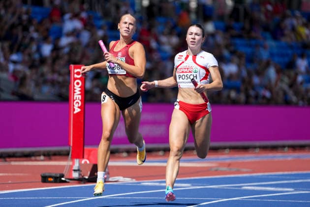 ATHLETICS - European Athletics Championships BIRMINGHAM,ENGLAND,15.AUG.26 - ATHLETICS - European Athletics Championships, 4x100m, relay, Women. Image shows Isabel Posch (AUT).  GEPAxpictures xRanjithxKumar