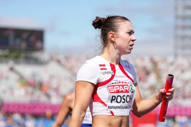 ATHLETICS - European Athletics Championships BIRMINGHAM,ENGLAND,15.AUG.26 - ATHLETICS - European Athletics Championships, 4x100m, relay, Women. Image shows Isabel Posch (AUT).  GEPAxpictures xRanjithxKumar