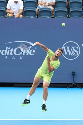 MASON, OHIO - AUGUST 15: Miomir Kecmanovic of Serbia serves the ball during day five of the Cincinnati Open at the Lindner Family Tennis Center on August 15, 2026 in Mason, Ohio.  Copyright: xShainaxBenhiyoun SPPx Sportspressphoto_SPR207158
