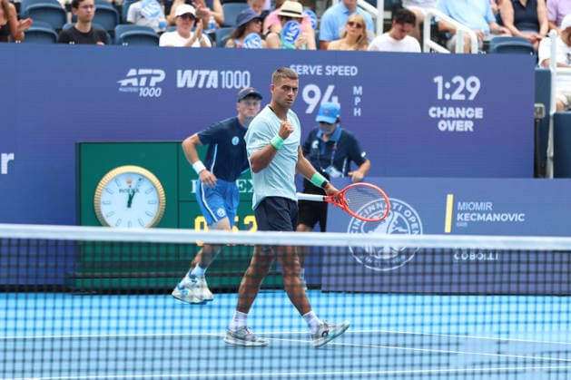MASON, OHIO - AUGUST 15: Flavio Cobolli of Italy reacts to a play during day five of the Cincinnati Open at the Lindner Family Tennis Center on August 15, 2026 in Mason, Ohio.  Copyright: xShainaxBenhiyoun SPPx Sportspressphoto_SPR207163