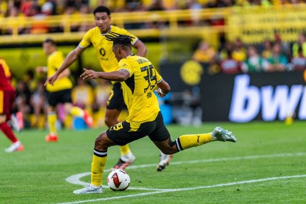 Testspiel, Bundesliga Serie A, Borussia Dortmund vs. AS Rom, 15.08.2026 im Signal Iduna Park Filippo Mane *** Exhibition Match, Bundesliga Serie A, Borussia Dortmund vs. AS Roma, August 15, 2026, at Signal Iduna Park, Filippo Mane Copyright: xBahhoxKarax