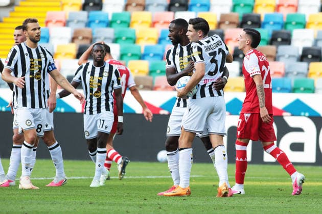 Udinese s Keinan Davis celebrates after scoring the 1-0 goal for his team during the Coppa Italia between Udinese and Padova at the Bluenergy Stadium in Udine, north east Italy - Saturday, August 15,2026 - soccer  Copyright: xAndreaxBressanutti LaPressex