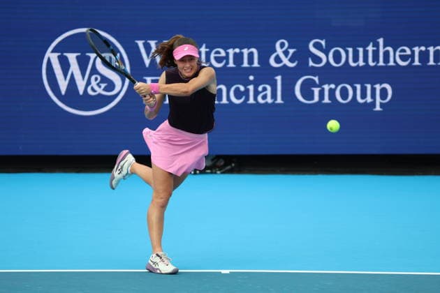 August 15, 2026, Mason, Oh, USA: Cincinnati Open Tennis 2026 - Zeynep Sonmez plays a ball against Amanda Anisimova. Cincinnati Open Tennis 2026  - ZUMAn24_ 20260815_zaf_n24_051 Copyright: xWallyxNellx