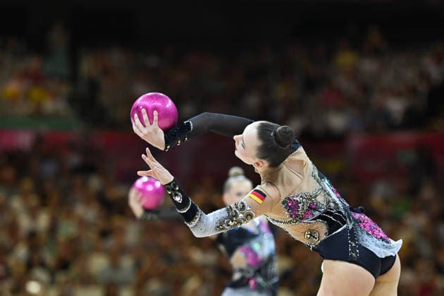 Helena Ripken (Deutschland) Weltmeisterschaften Rhythmische Sportgymnastik - Mehrkampf Gruppe, 15.08.2026 Weltmeisterschaften Rhythmische Sportgymnastik - Mehrkampf Gruppe, 15.08.2026, Frankfurt *** Helena Ripken, Germany, Rhythmic Gymnastics World Championships, Group All-Around, August 15, 2026, Rhythmic Gymnastics World Championships, Group All-Around, August 15, 2026, Frankfurt Copyright: xEibner-Pressefoto xHoepnerx EP_PHR