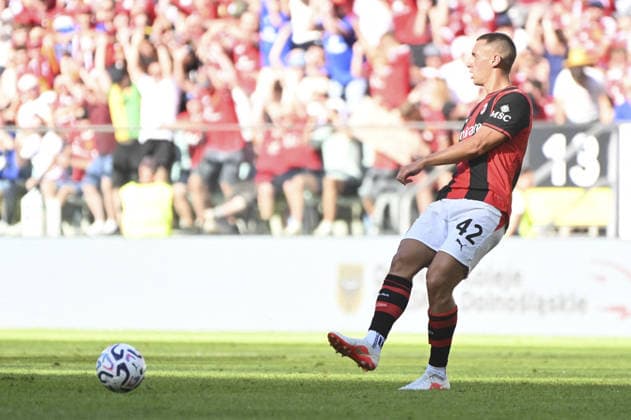 SOCCER - Friendly Match - Manchester United, ManU vs. AC Milan Photo by IPA ABACAPRESS.COM87510783 - Filippo Terracciano (Milan) during the friendly match between Manchester United and AC Milan at the Arena Tarczynski in Wroclaw, Poland, on August 15, 2026 Wroclaw Poland  Copyright: xIPAxSport ABACAx