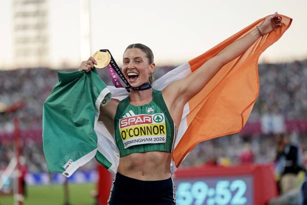 2026 European Athletics Championships, Alexander Stadium, Birmingham, England 15 8 2026 Women™s Heptathlon - 800m Ireland™s Kate O™Connor celebrates after winning gold Kate O™Connor celebrates after winning gold 15 8 2026  Copyright: xx 0U6A6877