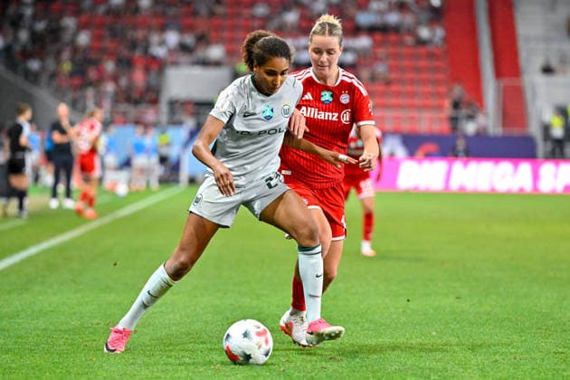 v.li.: Cora Zicai (Wolfsburg, 28) Alara SEHITLER (FC Bayern Muenchen, FCB, 14) im Zweikampf, Duell, duel, tackle, Dynamik, Action, Aktion, 15.08.2026, Ingolstadt (Deutschland), Fussball, Google Pixel Supercup, FC Bayern München - VfL Wolfsburg, DFB DFL REGULATIONS PROHIBIT ANY USE OF PHOTOGRAPHS AS IMAGE SEQUENCES AND OR QUASI-VIDEO. *** From left: Cora Zicai (Wolfsburg), 28 Alara SEHITLER (FC Bayern Munich, FCB), 14 in a tackle, duel, tackle, dynamic, action, 15 08 2026, Ingolstadt, Germany, soccer, Google Pixel Super Cup, FC Bayern Munich vs. VfL Wolfsburg, DFB and DFL regulations prohibit any use of photographs as image sequences and or quasi-video xslx