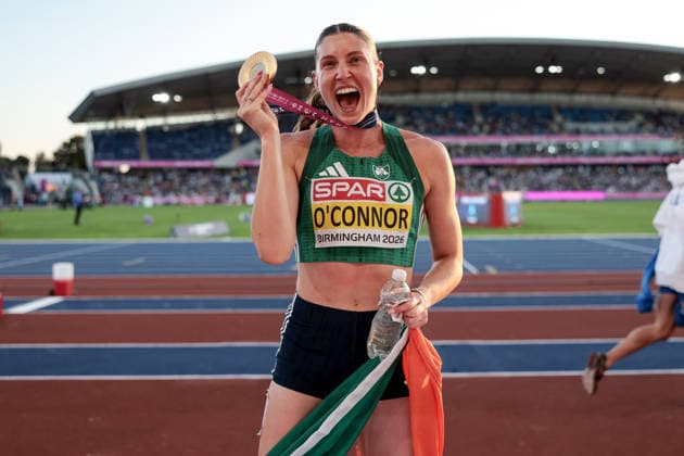 2026 European Athletics Championships, Alexander Stadium, Birmingham, England 15 8 2026 Women™s Heptathlon - 800m Ireland™s Kate O™Connor celebrates after winning gold Kate O™Connor celebrates after winning gold 15 8 2026  Copyright: xx MT2_5496