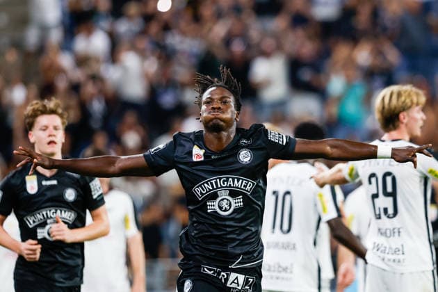 SOCCER - BL, Sturm vs Altach GRAZ,AUSTRIA,15.AUG.26 - SOCCER - ADMIRAL Bundesliga, SK Sturm Graz vs SCR Altach. Image shows the rejoicing of Seedy Jatta (Sturm).  GEPAxpictures xJamesxDoak