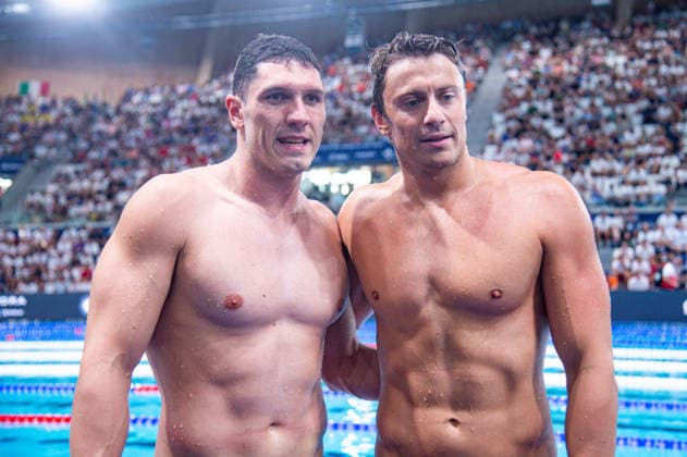 NATATION : Championnat d europe de natation 2026 - PARIS - 15 08 2026 Nicolo Martinenghi (ITA) Simone Cerasuolo (ITA) Saint DenisFrance  Copyright: xBaptistexAutissierx