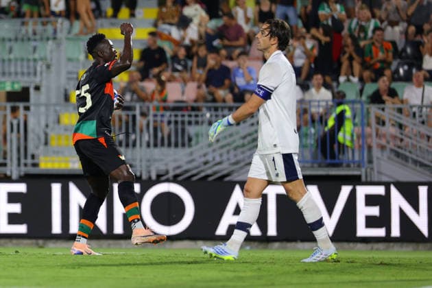 Venezia s Akor Adams during the Frecciarossa Italian Cup 2026 2027 Round of 32 soccer match between Venezia and Modena at Penzo stadium in Venice, Italy - August 15, 2026 - Soccer  Copyright: xMattiaxRadoni LaPressex